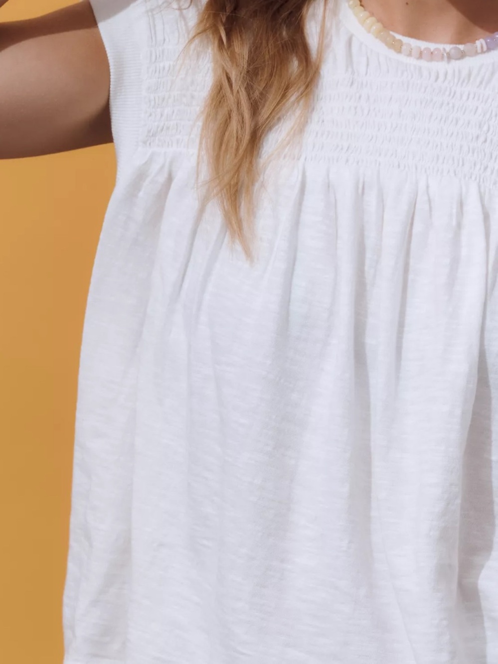Anthropologie Smocked Yoke Top in White Size Medium - Picture 2 of 7